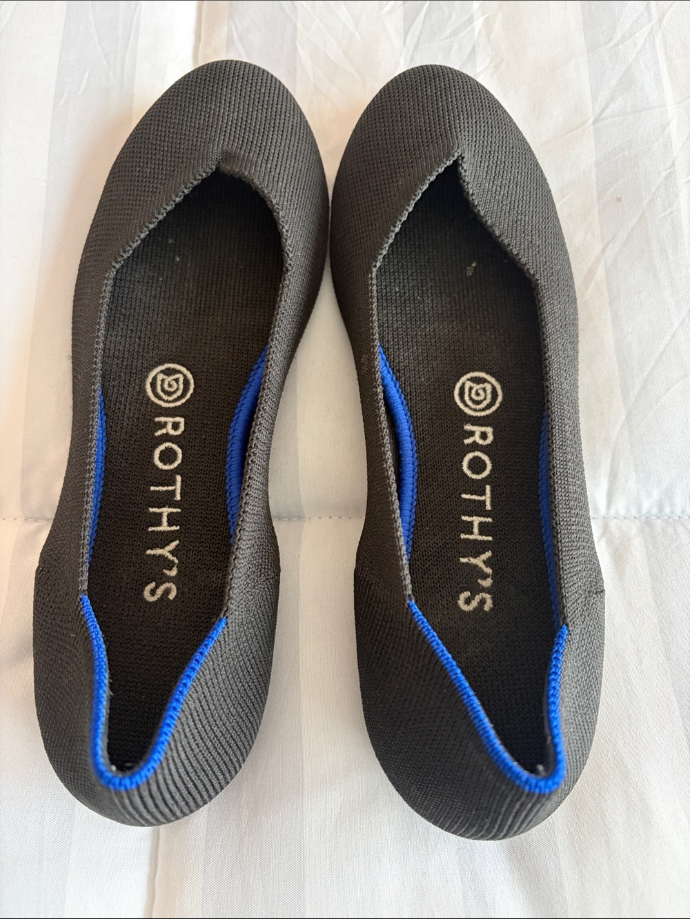 Women’s Rothy’s The Flat Round Toe, black, size 7.5, excellent condition